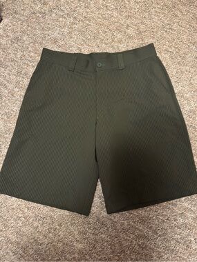 Under Armour Men's Olive Pinstripe Flat Front Golf Shorts